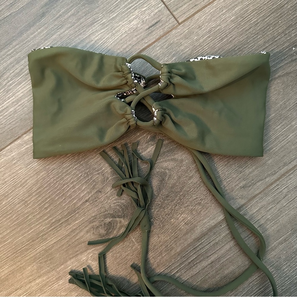 Acacia Swimwear Green Strapless Bikini Top